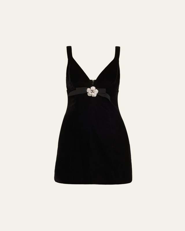 Gracie Velvet V-Neck Mini Dress